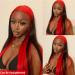 Ombre Red Root Highlight Side Part Wig | Skunk Stripe Long Wavy Synthetic Hair | Body Wave Lace Front Wig for Black Women (RS200D/1B) - Buy Online on GoSupps.com