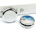 Round Pill Box - Tropical Beach Print | 3 Compartment Portable Medicine Organizer | Decorative Metal Pocket Pill Case - Style 30 - Buy Online on GoSupps.com