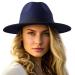 LADYBRO Fedora Hats for Women Wide Brim Hat, Incld 3 Decor Belts, Wool Felt, 58cm Adjustable Women's Fedora P08 Navy 35% Cotton, 65% polyester