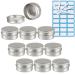 Zeoabsy 10 pieces empty 30 ml round silver aluminum tins with screw lid screw socket CREMEDOSE ALU trucks doses aluminum box tin cans for cosmetics candle ointments 5x spatula 1x etiquette silver 30ml