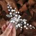 Zoestar Flower Wedding Hair Combs Silver Pearl Bridal Headpiece Pearl Leaf Hair Accessories for Women and Girls