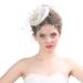 Fascinator hats women girls hair clip elegant accessory hair clip veil 20s headdress cocktail tea party headgear pillbox headband hair pin hair accessories wedding church light beige