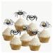 Halloween Happy Spiders Cupcakes Toppers Party Food Decorations Sticks Picks (24 Pack)