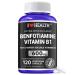 Benfotiamine 600mg Plus 20mg Vitamin B1 | 120 Veggie Capsules | Made in USA | 3rd Party Tested | Fat Soluble Essential Vitamin B1 Thiamine Supplement | Non-GMO | Gluten Free-Vegetarian Friendly Benfotiamine 600mg + 20mg Vit
