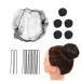YTBYT 50 Pcs Hair Nets Invisible Elastic Mesh with 40 Pcs U Shaped Hair Pins for Women Hair Buns (Black) Medium Size Black
