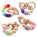 Beech Wooden Teethers 4 Packs Natural Baby Teething Toys Wood DIY Soothing Charms Chewable Toy Toddler Gift Jewelry Cloud Cat Star Bird Cloud/Cat/Star/Bird