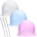 3 Pieces Reusable Silicone Hair Staining Cap Multicolor Hair Coloring Dye Cap with Metal Hook Silicone Hair Coloring Cap for Home Salon Hairdressing Tools (Blue, White, Purple)