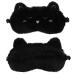 Clzemo Plush Cat Sleeping Eye Mask Cute Animal Blindfold Breathable Light Blocking Sleep Protector Cozy Sleep Eyes Cover Faux Fur Eyeshade for Kids Teens Womens Plane Travel Nap Night Sleepover Black