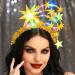 Zoestar Light Up Star Headband Gold LED Stars Headbands Glitter Glowing Headpiece Rave Party Costume Hair Accessories for Women