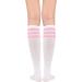 Womens Athletic Thigh High Tube Socks - Casual Stripes Design - One Size, 1 Pack (White/Pink) - Buy Online on GoSupps.com