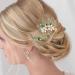 Green Beads Wedding Hair Clips | Gold Pearl Flowers Bride Barrettes - Buy Online on GoSupps.com