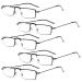Eyekepper 5 Pack Straight Thin Stamped Metal Frame Half-Eye Style Reading Glasses Readers Black +2.5
