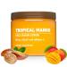 Mango Scent Body Scrub with Sugar and Shea Textured Exfoliating Body Care Cream for Routine Skin Use Wide Jar Format 18 oz