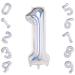Laser Silver 1 Balloons,40 Inch Birthday Foil Balloon Party Decorations Supplies Helium Mylar Digital Balloons (Laser Silver Number 1)