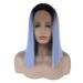 Karissa Ombre Blue Synthetic Lace Front Wig for Women - Short Blue Bob with Dark Roots | Glueless Half Hand Tied Hair Replacement - Buy Online on GoSupps.com