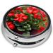 Red Geraniums Round Pill Box - 3 Compartment Portable Organizer for Travel & Purse - Buy Online on GoSupps.com
