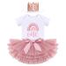IBTOM CASTLE Cake Smash Outfit 1st Birthday Girl Rainbow Romper + Tutu Skirt Headband 3pcs Set Year Old Two One Crown Dress Photo Shoot Clothes 2 1 Year Bean paste One+Crown