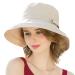 Somaler Womens Cotton Wide Brim Sun Hats UPF50+ UV Packable Beach Hat Summer Bucket Cap for Travel Button Decoration-beige