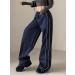 Y2K Navy Blue Wide Leg Track Pants with Piping Detail - Small - Buy Online on GoSupps.com