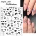 Heart Nail Stickers - 6 Sheets 3D Self Adhesive Decals for Women - Black Red Love Angel Cupid Designs - DIY Valentines Manicure Decor - Buy Online on GoSupps.com