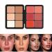 ESPRY 12 Colors Concealer Palette, Cream Blusher Palette, Waterproof Concealer Cream, Palette Blush Cream Cover Long Lasting Rouge Cream Makeup Palette (Concealer+Blush-1)