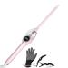9mm mini curling iron-Professional LCD display curlers 140-200 ceramic curling rod 30s fast heating temperature adjustable with heat-resistant glove and hair clips pink-a