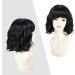 Yamel Wavy Bob Wig with Bangs | Synthetic Short Curly Wig for Women - Off Black - Buy Online on GoSupps.com