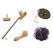 Dry Brushing Body Brush for Exfoliating Skin Includes Detachable Handle Dry Brush for Face Mesh Pouf Scrubber Lava Pumice Stone. Gift Set for Men & Women (4 Pack)