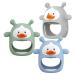 3 Packs Baby Teether Baby Teething Toys for Infants 3+ Months Less Dust &Hair Adhesion Anti Drop Silicone Teether for Soothing Teething Relief Baby Chew Toys for Sucking Needs (Green+Blue+Grey)