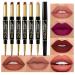 6Pcs Lip Liner and Lipstick Set - DNM Chestnut Nude Dark Red Matte Pens Makeup for Black Mature Women - Long Lasting 24H - A01 - Buy Online on GoSupps.com