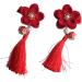 MAGICLULU 2 Pairs Hair Clip for Chinese Clothes Hair Clips Long Tassel Barrette Little Flower Barrettes Chinese Flower Hair Clips Asian Hair Chinese Style Child Red Side Clip - Buy Online on GoSupps.com