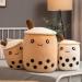 AMOZO Cute Cartoon Boba Milk Tea Plush Doll - 35cm Beige Giant Bubble Plushie Stuffed Tea Cup Pillow Gift Toy - Buy Online on GoSupps.com
