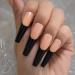 Black Lace French Artificial Nails - Extra Long Coffin Shiny Acrylic U-Shaped Tips - 24-Piece Party Set for Women - Buy Online on GoSupps.com