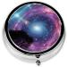 Galaxy Pattern Mini Round Pill Box - 3 Compartment Portable Organizer for Travel & Home Use - Buy Online on GoSupps.com