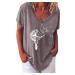 Ppanguding T-shirt women summer fashionable casual round short loose Pustblume printed tops tops above shirt summer top shortage shirt xxl gray