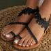 NNcpfen Elegant Black Lace Sandals for Women - Comfortable Boho Open Toe Flip Flop with Pearl Detail - Perfect for Summer Events - Buy Online on GoSupps.com
