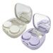 Hown contact lens container travel set cute contact tui with mirror tweezers remover tool bottle for daily use 2 pieces of purple / white
