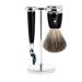 M HLE shaving set - Rytmo series - pure badger hair - compatible with Gillette blades - black precious resin
