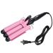 3 Barrel Curling Iron Wand Adjustable Hair Crimpers Hair Styling Tool Hair Curler Waver Crimper for Home and Salon 110V 240V (Pink 28mm) US Plug Pink 28mm