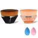 2 Pack Foundation Brush Flat Top Flawless Kabuki Foundation Brush Face Makeup Brush with 2 Pack Makeup Sponges for Blending Liquid Cream Cosmetics with Storage Box (Pink Gold and Black)