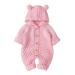 Baby Boy Girl Clothes Long Sleeve Knitted Hooded Romper Bodysuit Onesie Fall Winter Jumpsuit 6-12 Months Pink-Hairball