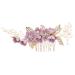 Minkissy Purple Wedding Hair Comb Pearl Crystal Decor Clip Pin Rhinestone Flower Hair Accessories for Bride Bridesmaid