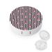 Flamingo on Black And White Stripes Round Case For Contact Lens Kit Storage Box with Mirror Printed