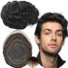 Real hair toupet for men yanahair wavy hair thin French tip bleached knot natural hairline poly wigs skin hair system European wig man 10x8 " #1b natural black