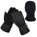HighLoong Women Ski Gloves, Winter Warmest Waterproof and Breathable Snow Gloves with Free Balaclava for Snowboard, Snowmobile in Cold Weather. Black with Balaclava Small