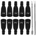 Nail polish remover clips set 10 pcs uv manicure soak with 2 pieces of cuticles cutter trimmer soak gel cap soak clip soak away nail clips for gel polish removal wrap tool black