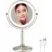 VESAUR 8 Rechargeable Lighted Makeup Mirror  1X/10X Magnifying Mirror with 3 Colors 50 LED Lights  Touch Screen Brightness Adjustable  Removable Travel Vanity Mirror 360  Rotation  Senior Nickel