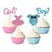 Hriochy Boy or Girl Cupcake Toppers Glitter Jumpsuit Cupcake Picks Baby Shower Kids Birthday Gender Reveal Party Cake Decorations Supplies