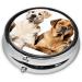 Shop Pomeranian Pattern Mini Round Pill Box - 3 Compartment Pill Organizer for Travel & Home Use - Buy Online on GoSupps.com