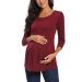 Love2Mi Maternity Top Short Sleeve Pregnancy T-Shirt Summer Tunic L Wine Red-l